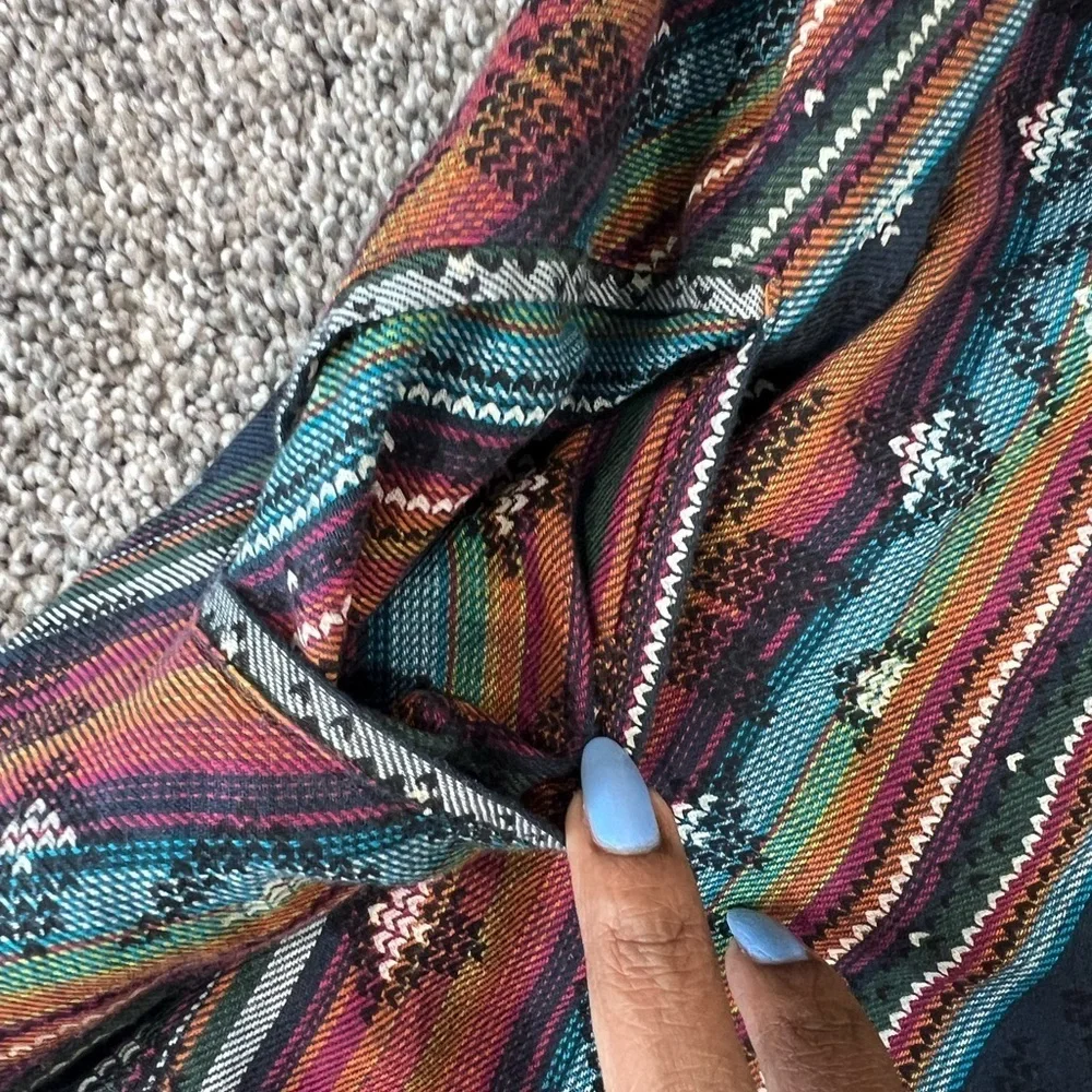 World Market Women’s 100% Cotton Navy Blue Multicolored Kimono Jacket Boho S/M